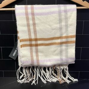 Steve Madden Blanket Scarf In Ivory Plaid